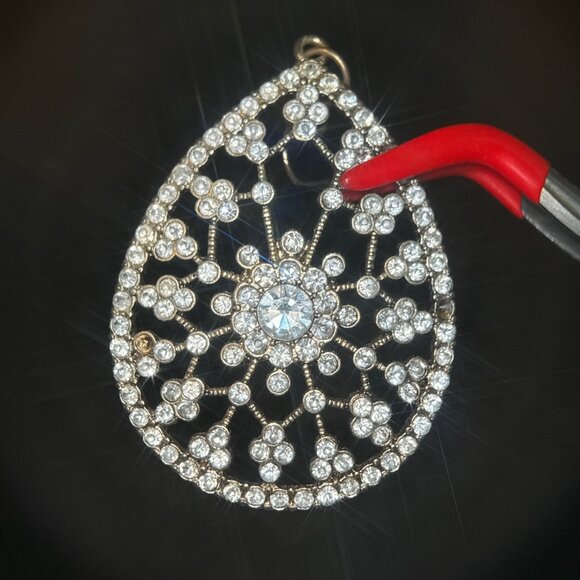 Pear Shaped Flower Crystals Statement Earrings - Picture 2 of 4